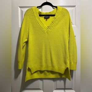 Express Yellow Oversize V-Neck Sweater